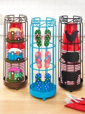 Decorative Flip-Flop Cup Holder Carousel - Blue